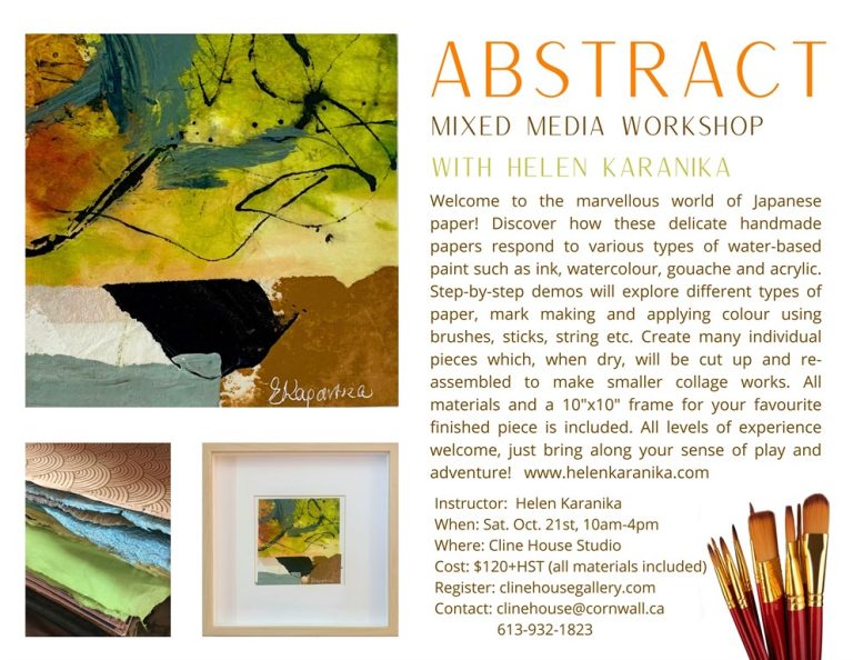 Workshop flyer for Abstract Workshop at the Cline House Gallery